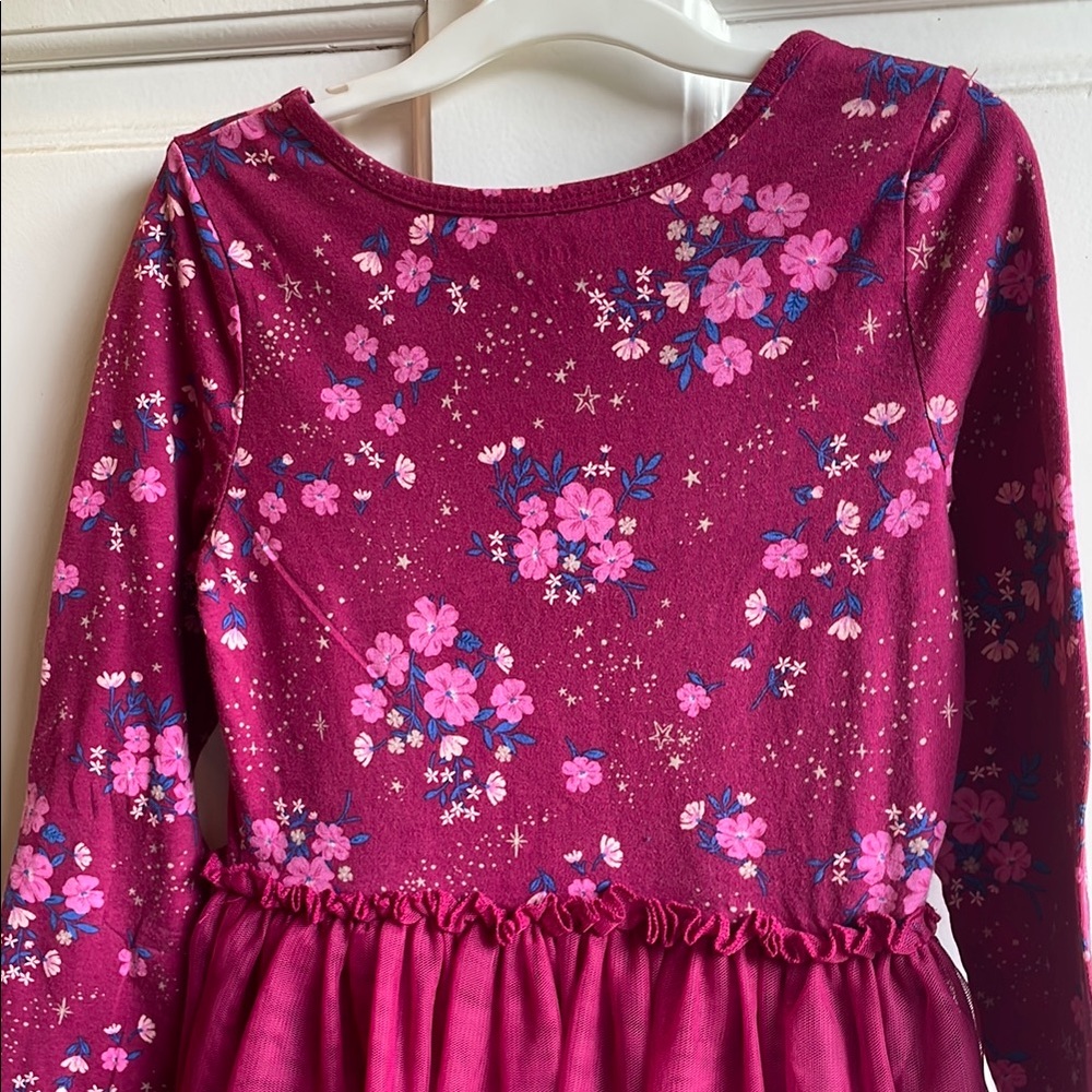 CARTERS UGC Girls Size 7 Floral Long Sleeve Dress Tulle Tiered Skirt - Picture 10 of 10